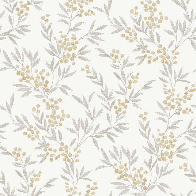Schumacher 4713 FOREST BERRIES in OCHRE AND IVORY Wallpaper 