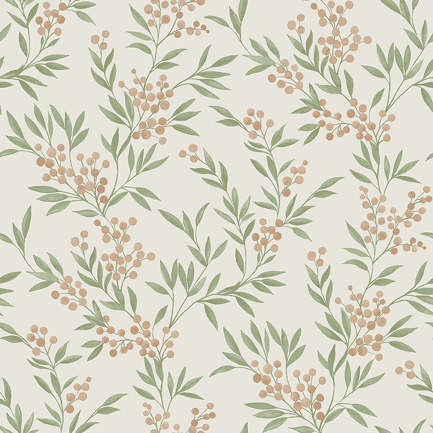 Schumacher 4714 FOREST BERRIES in LEAF AND STONE Wallpaper -