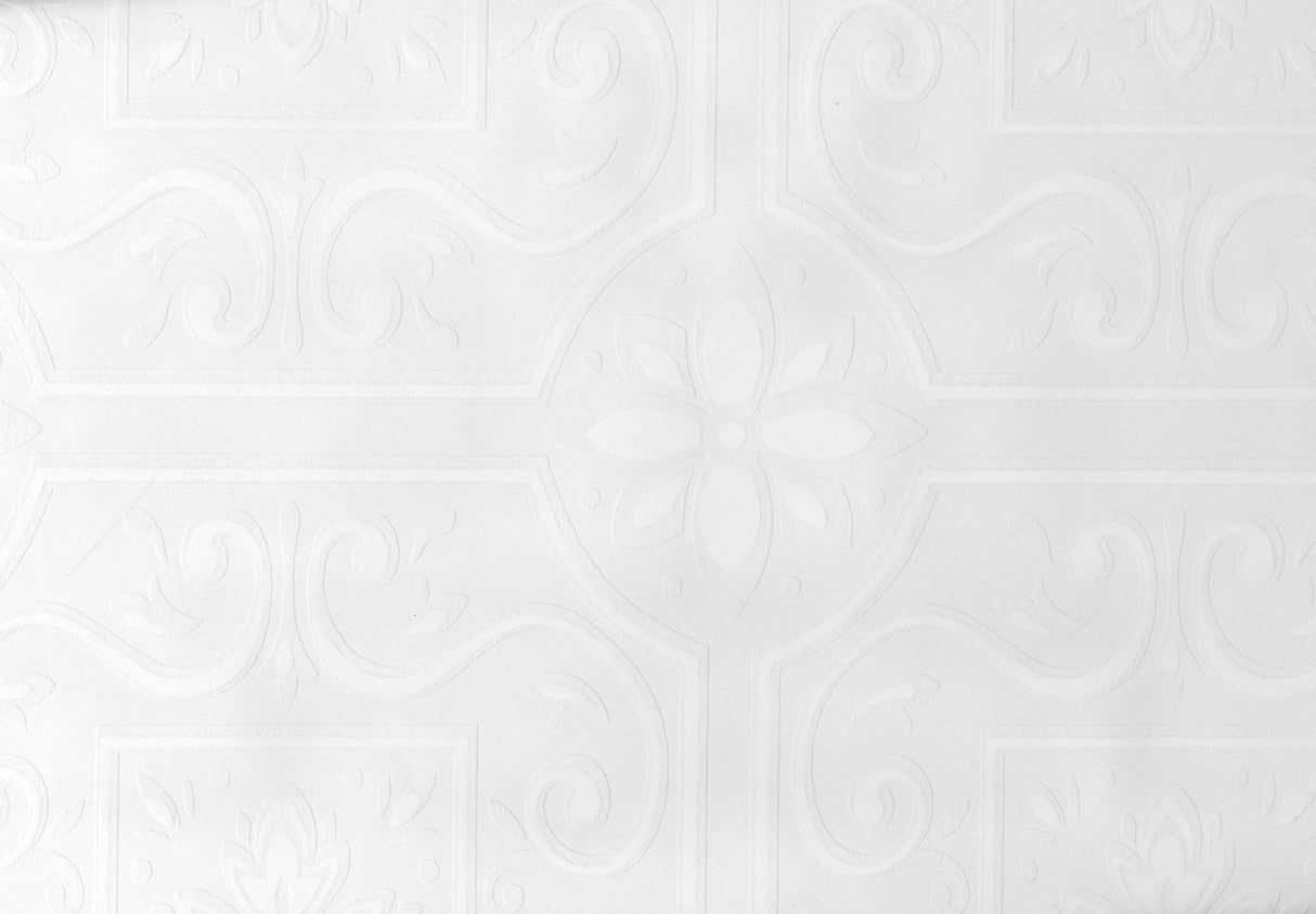 Brewster 497-59000 Emser Scrolling Floral Tile Paintable Wallpaper