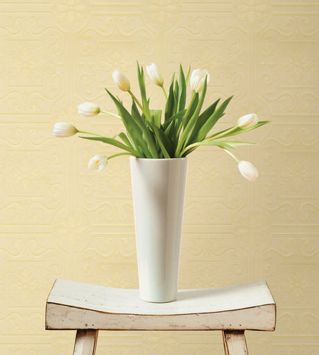 Brewster 497-59001 Talavera Flower Tile Paintable Wallpaper