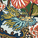 Schumacher Chiang Mai Dragon Aquamarine Wallpaper