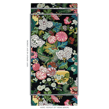 Schumacher Chiang Mai Dragon Ebony Wallpaper