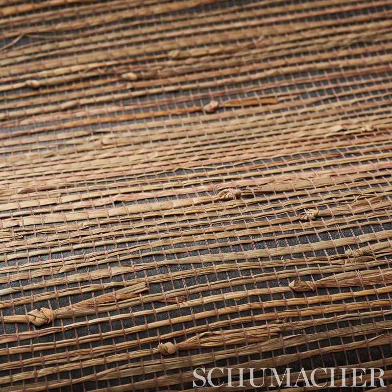 Schumacher Bamba Rushcloth Ash Wallpaper