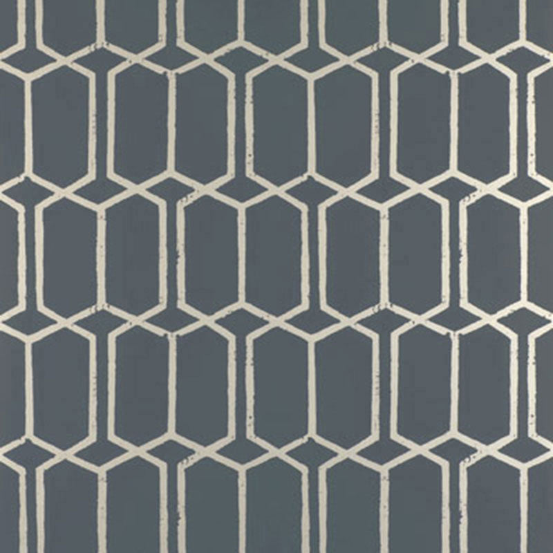 Schumacher Modern Trellis Charcoal Metallic Wallpaper - Eade's Wallpaper