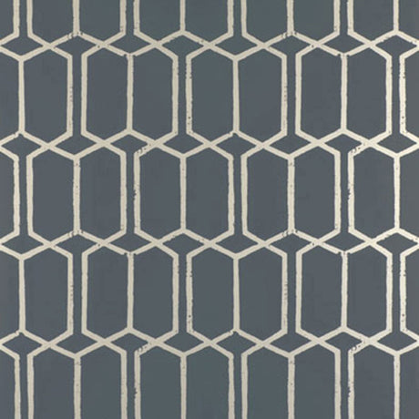 Schumacher Modern Trellis Charcoal Metallic Wallpaper - Eade's Wallpaper