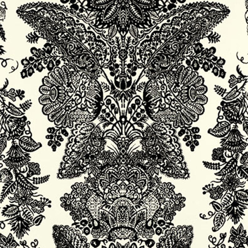 Schumacher Lace Black & Ivory Wallpaper