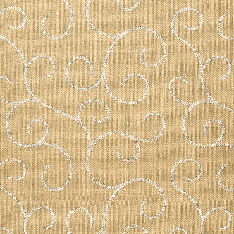 Schumacher 5003541 ADHAFERA SCROLL in STRAW Wallpaper - ATEL