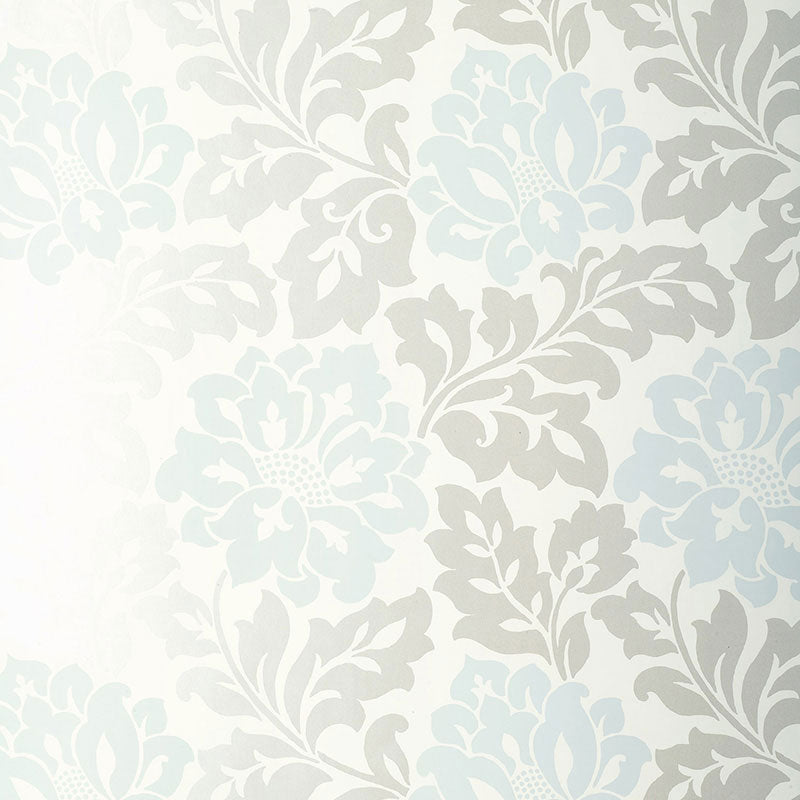 Schumacher Saraceno Damask Aquamarine Wallpaper - Eade's Wallpaper
