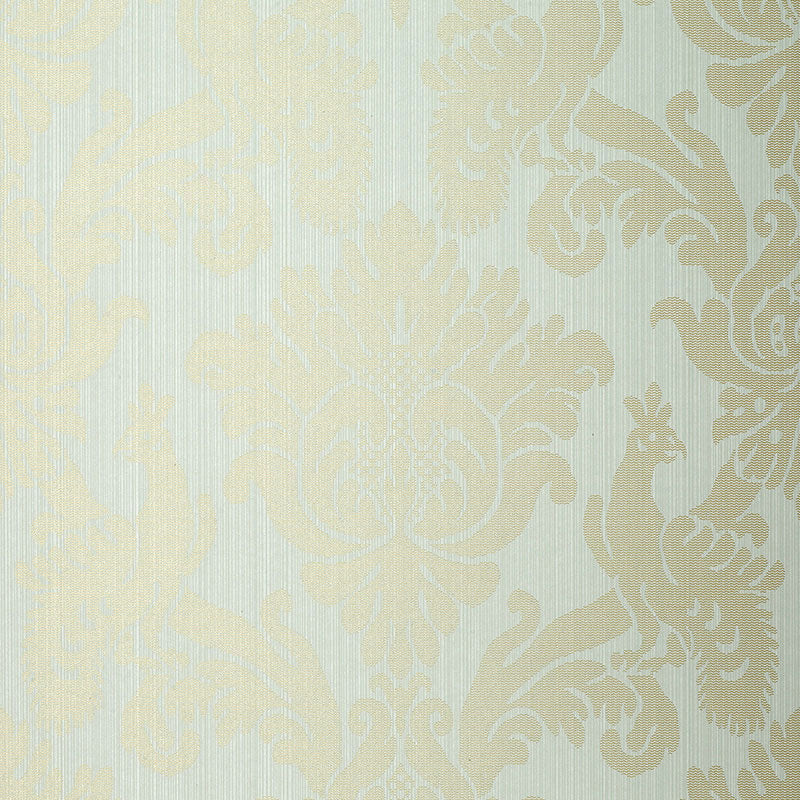 Schumacher Valette Strie Damask Robin'S Egg Wallpaper