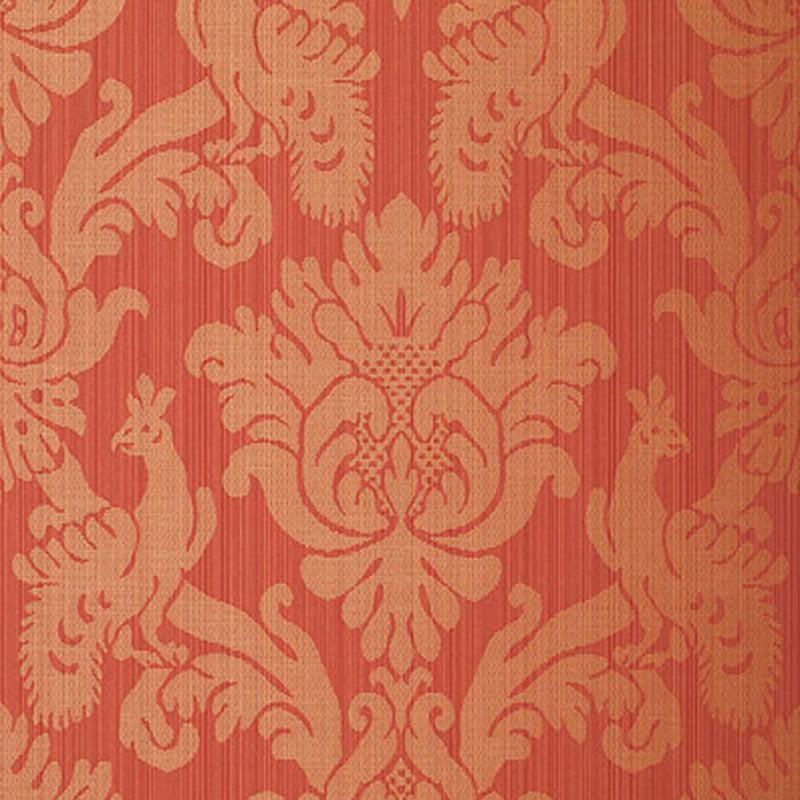 Schumacher Valette Strie Damask Garnet Wallpaper