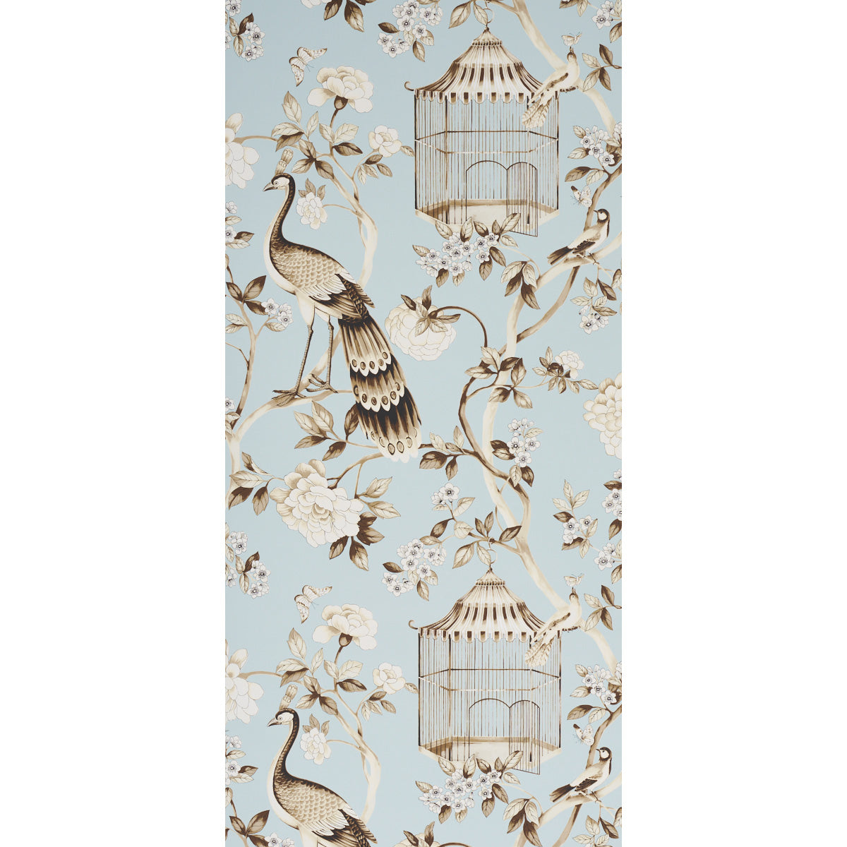 Schumacher Oiseaux Et Fleurs Mineral Wallpaper