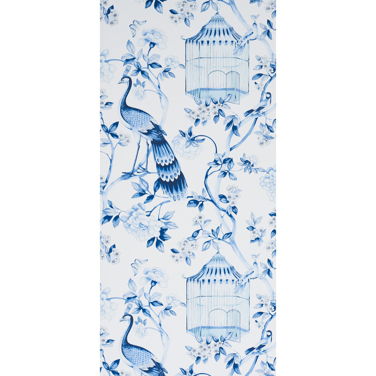 Schumacher Oiseaux Et Fleurs Porcelain Wallpaper - Eade's Wallpaper