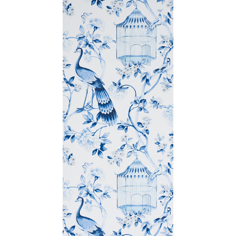 Schumacher Oiseaux Et Fleurs Porcelain Wallpaper - Eade's Wallpaper