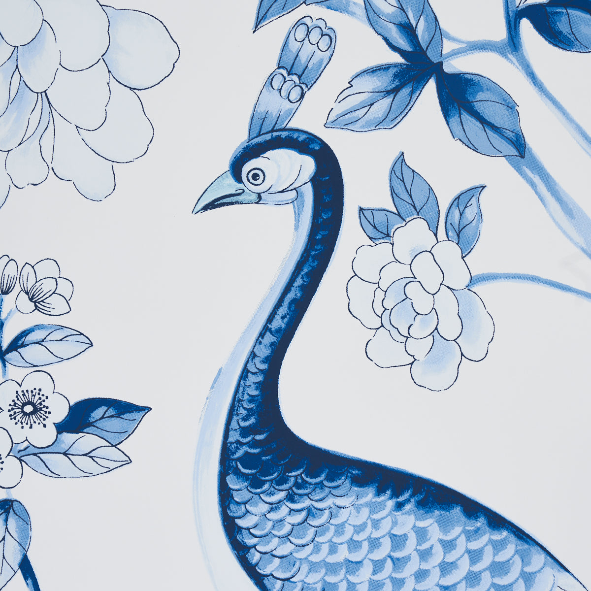 Schumacher Oiseaux Et Fleurs Porcelain Wallpaper - Eade's Wallpaper