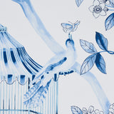 Schumacher Oiseaux Et Fleurs Porcelain Wallpaper - Eade's Wallpaper