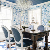 Schumacher Oiseaux Et Fleurs Porcelain Wallpaper - Eade's Wallpaper
