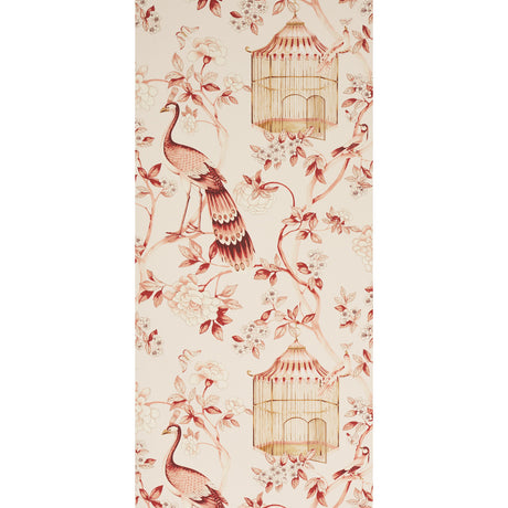 Schumacher Oiseaux Et Fleurs Cinnabar Wallpaper - Eade's Wallpaper