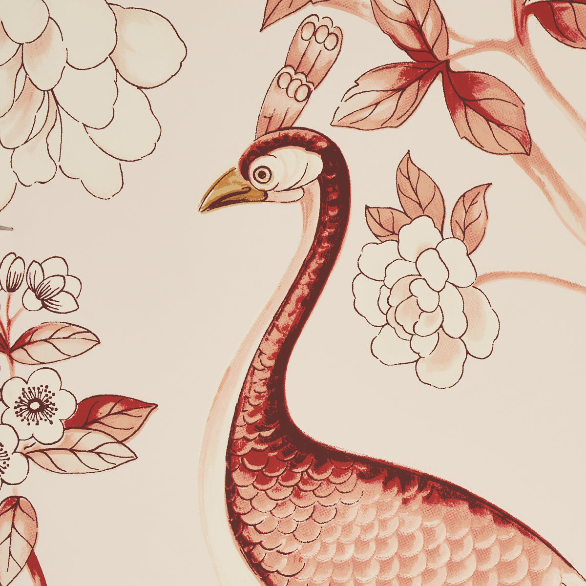 Schumacher Oiseaux Et Fleurs Cinnabar Wallpaper - Eade's Wallpaper