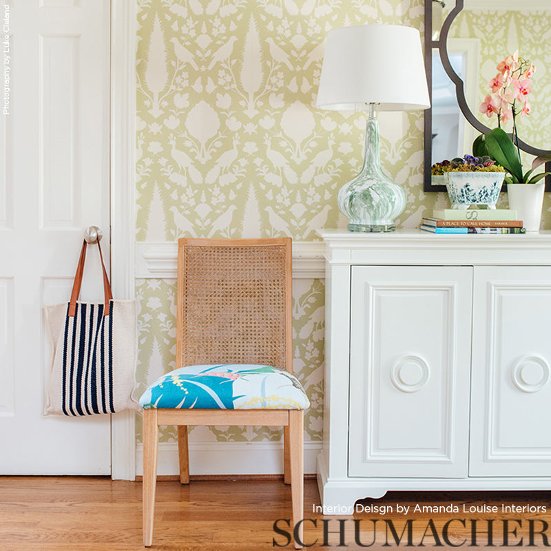 Schumacher Chenonceau Sage Wallpaper
