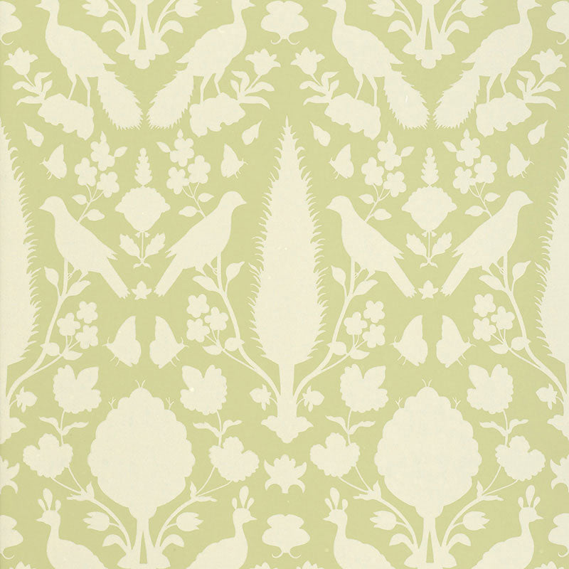 Schumacher Chenonceau Sage Wallpaper