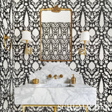 Schumacher Chenonceau Charcoal Wallpaper