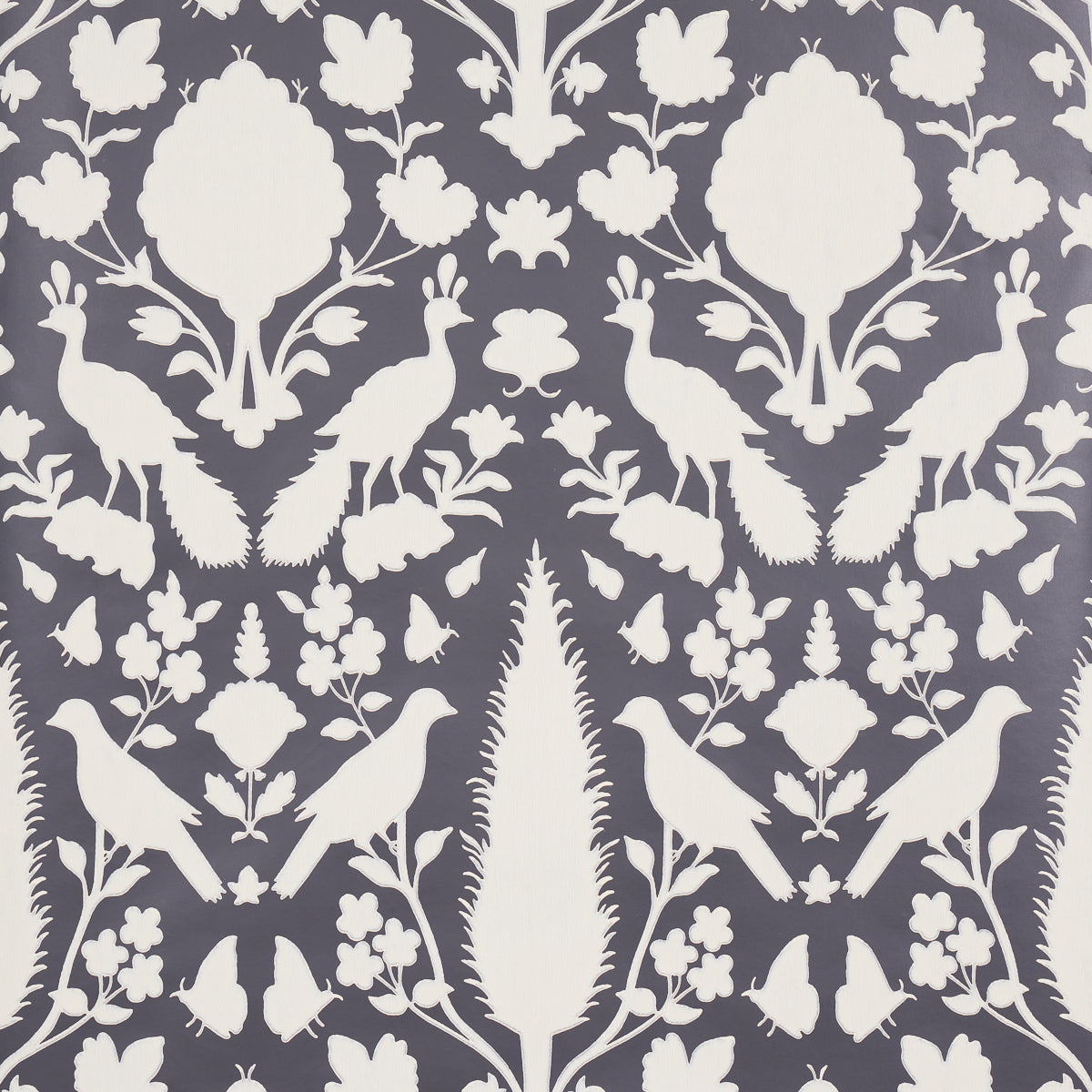 Schumacher Chenonceau Charcoal Wallpaper
