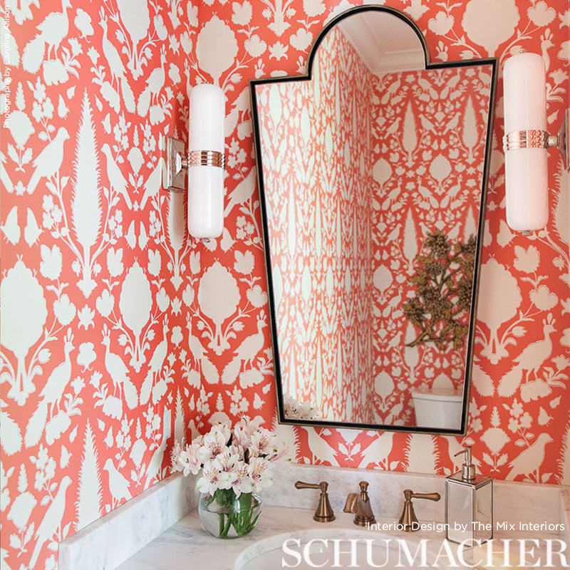 Schumacher Chenonceau Coral Wallpaper