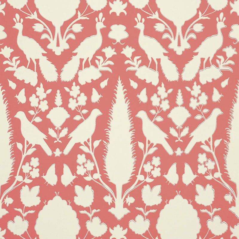 Schumacher Chenonceau Coral Wallpaper