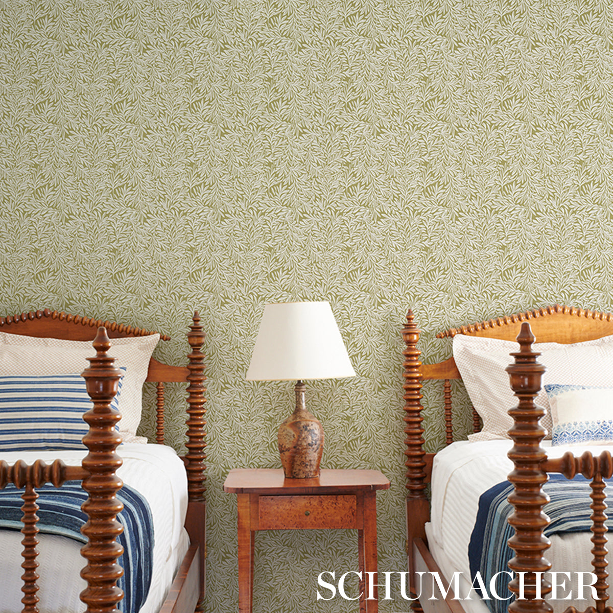 Schumacher Willow Leaf Moss Wallpaper