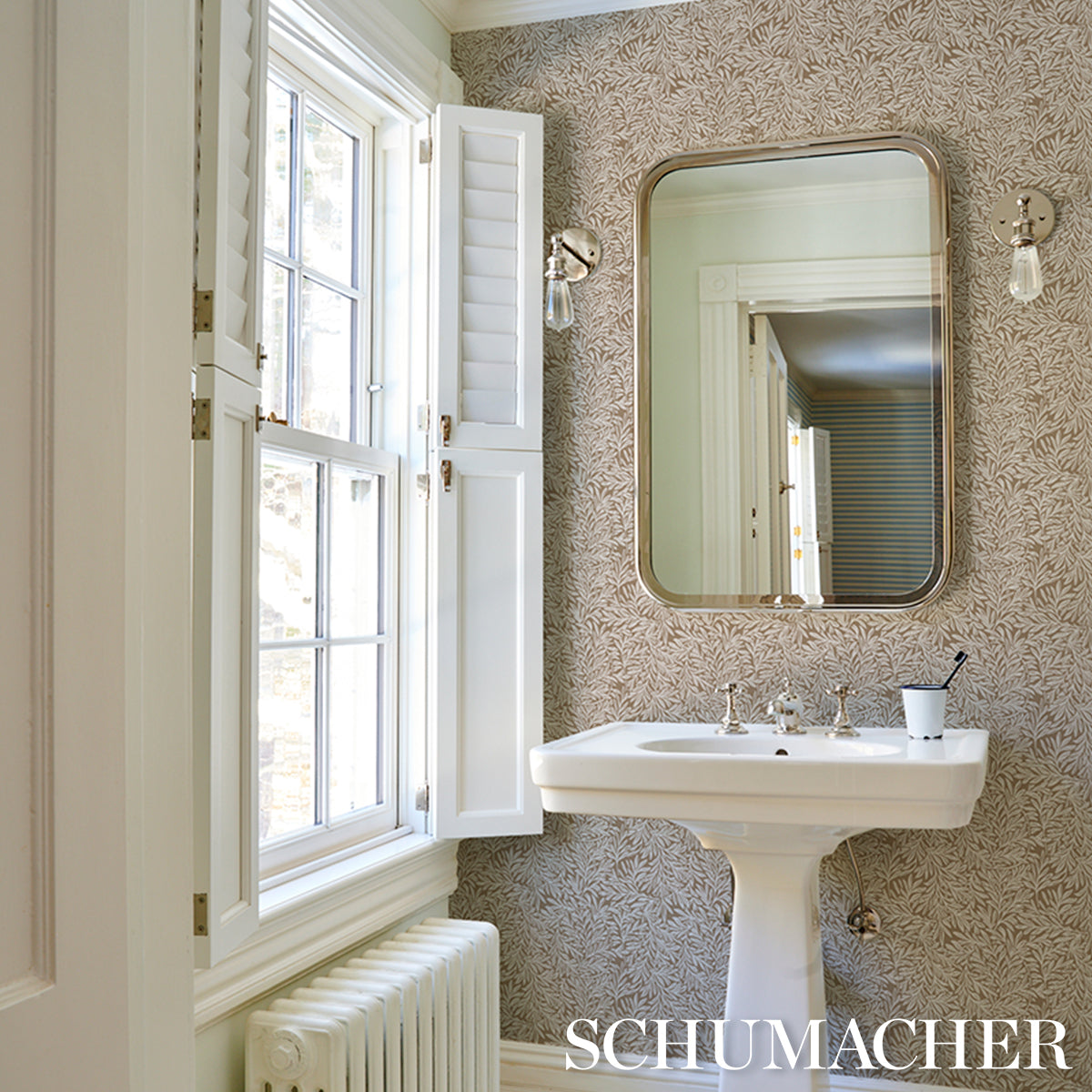 Schumacher Willow Leaf Mocha Wallpaper - Eade's Wallpaper