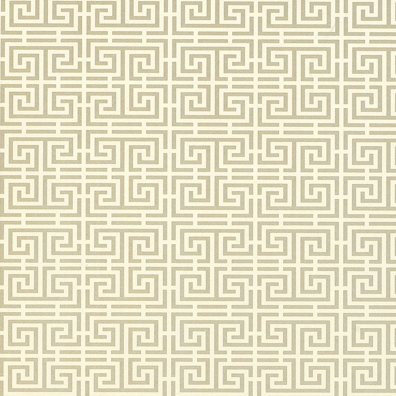 Schumacher Chinois Fret Pewter Wallpaper