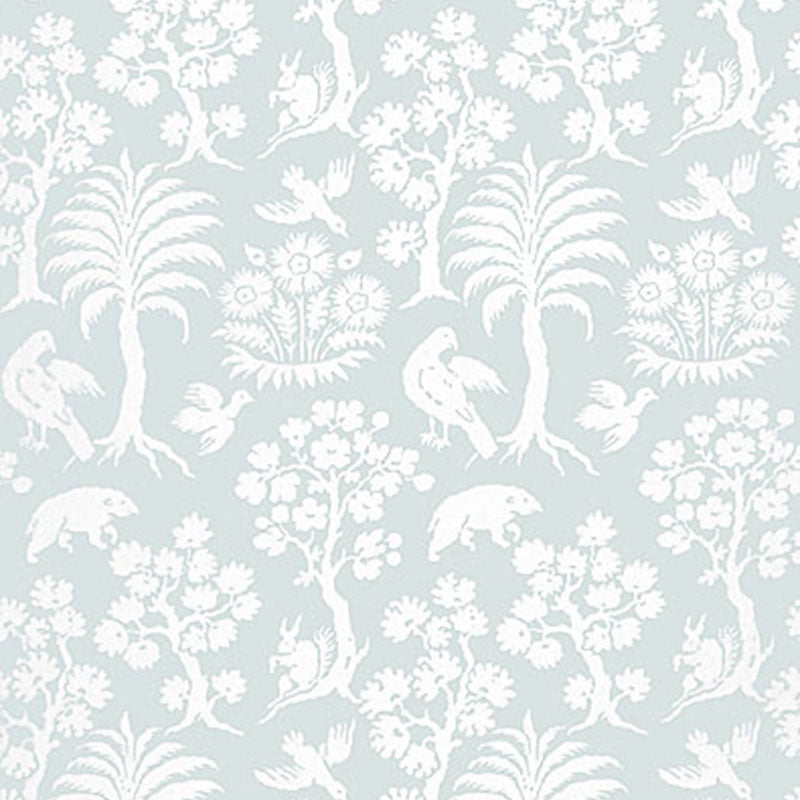 Schumacher Palm Damask Sky Wallpaper - Eade's Wallpaper