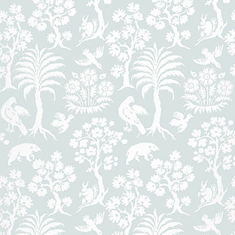 Schumacher Palm Damask Sky Wallpaper - Eade's Wallpaper