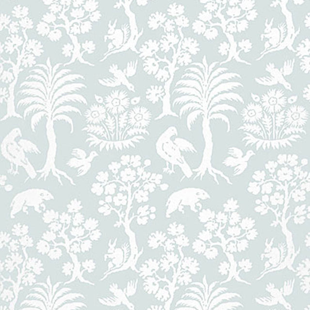 Schumacher Palm Damask Sky Wallpaper - Eade's Wallpaper