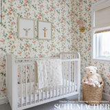Schumacher Chickadee Floral Sky Wallpaper