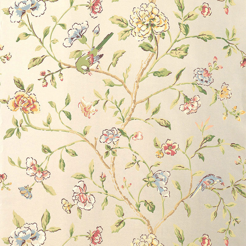 Schumacher Annabelle Vine Pewter Wallpaper
