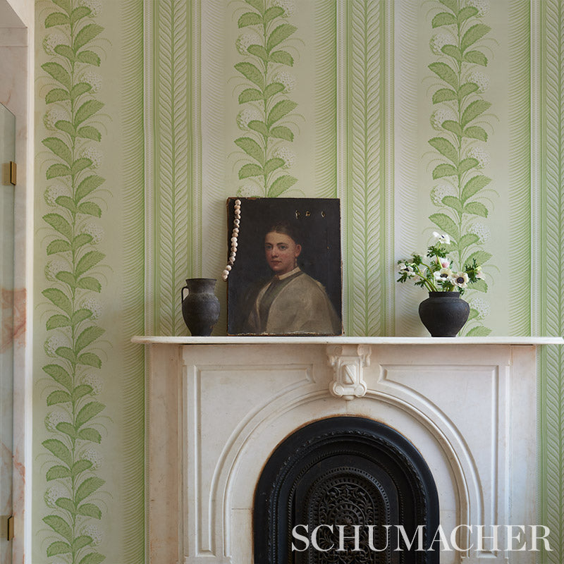 Schumacher Hydrangea Drape Green Wallpaper