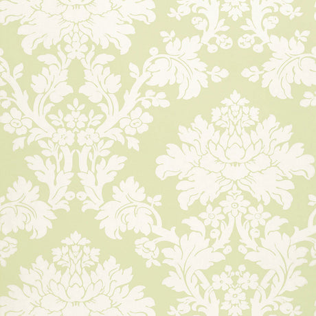Schumacher Tierni Damask Celery Wallpaper - Eade's Wallpaper