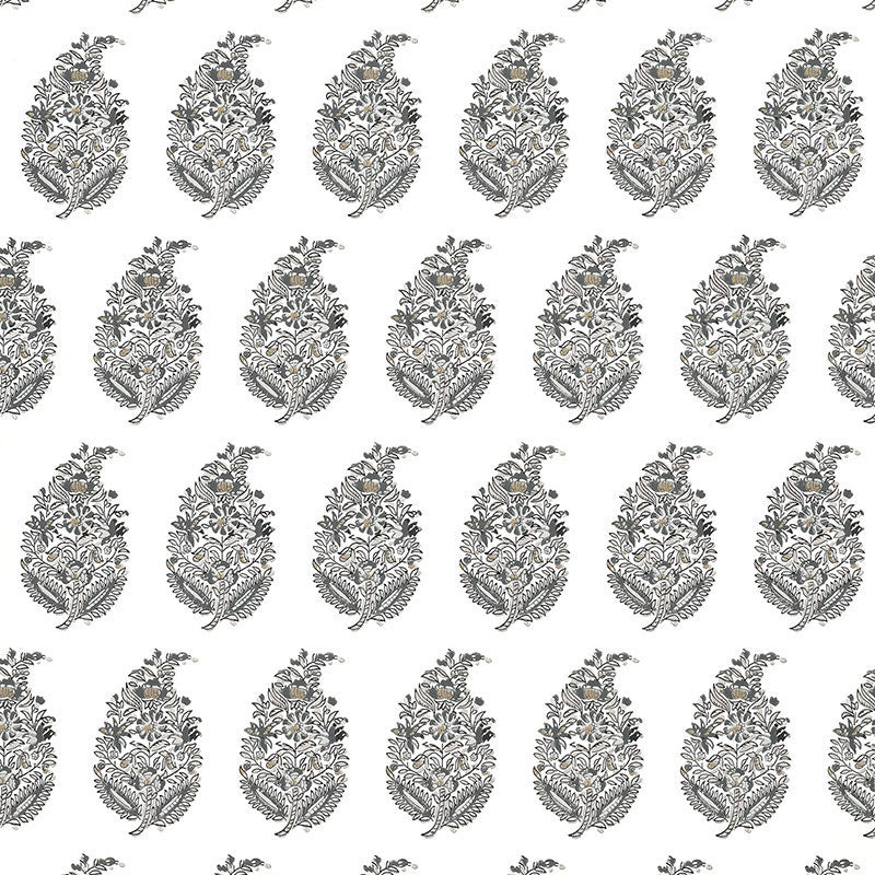 Schumacher Rajasthan Paisley Silver Wallpaper - Eade's Wallpaper