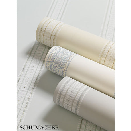 Schumacher Lorraine Stripe Limestone Wallpaper - Eade's Wallpaper