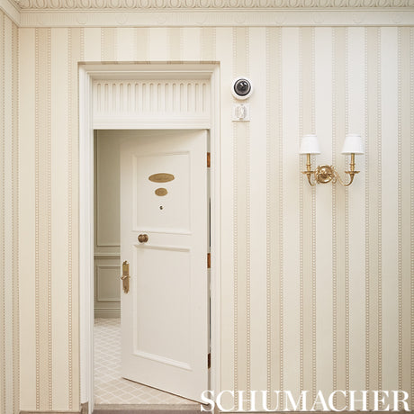 Schumacher Lansdowne Strie Stripe Coral Wallpaper - Eade's Wallpaper