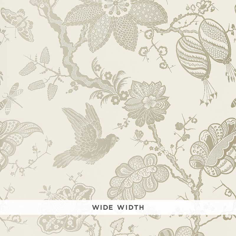 Schumacher Bali Vine Platinum Wallpaper