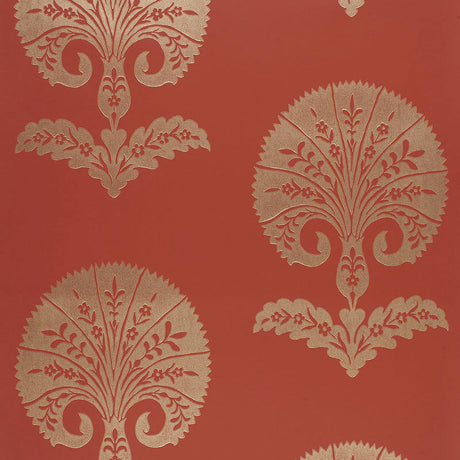 Schumacher Ottoman Flower Paprika Wallpaper - Eade's Wallpaper