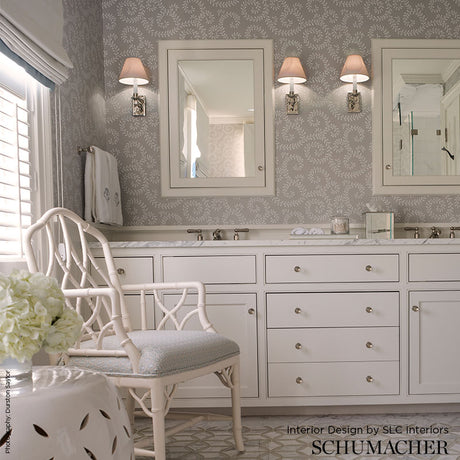 Schumacher Leafy Scroll Sky Wallpaper - Eade's Wallpaper