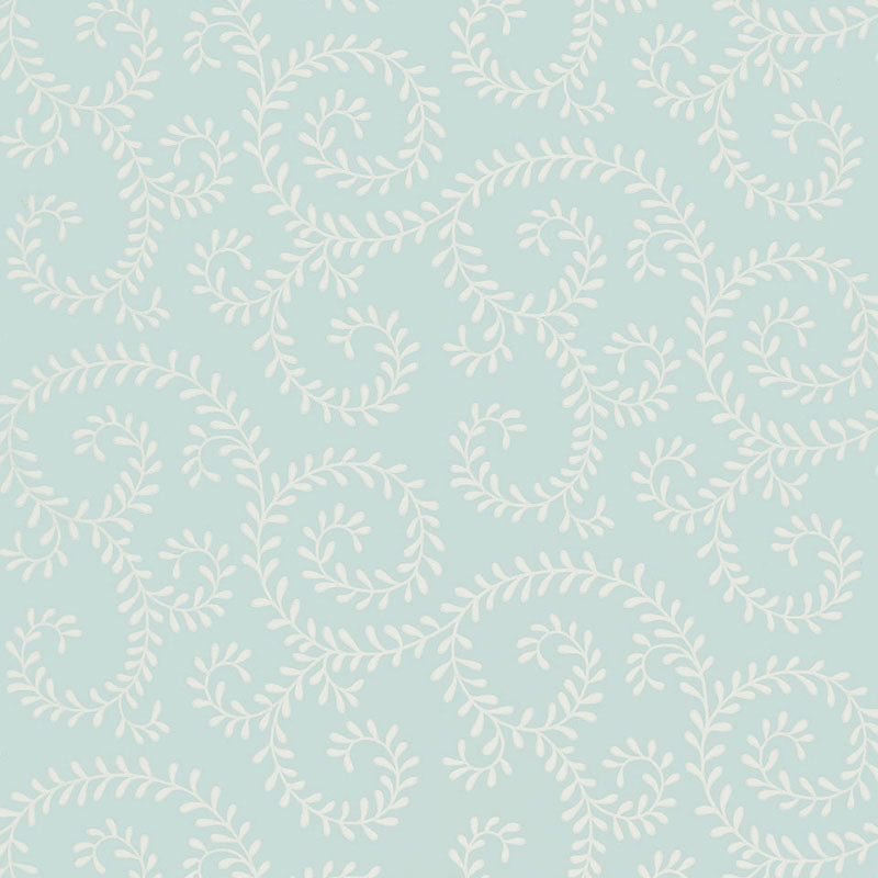 Schumacher Leafy Scroll Sky Wallpaper - Eade's Wallpaper