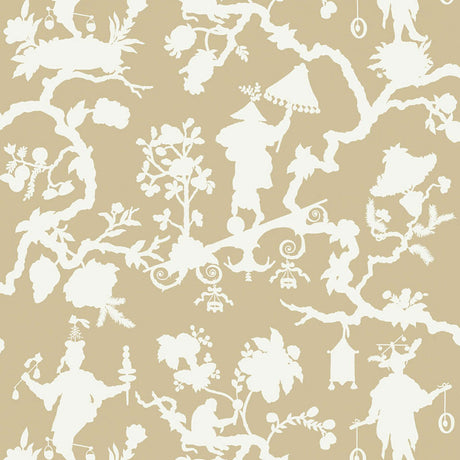 Schumacher Shantung Silhouette Print Sand Wallpaper - Eade's Wallpaper