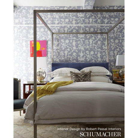 Schumacher Shantung Silhouette Print Smoke Wallpaper - Eade's Wallpaper