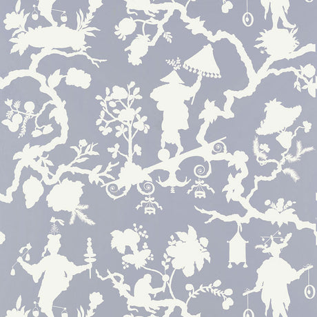 Schumacher Shantung Silhouette Print Wisteria Wallpaper - Eade's Wallpaper