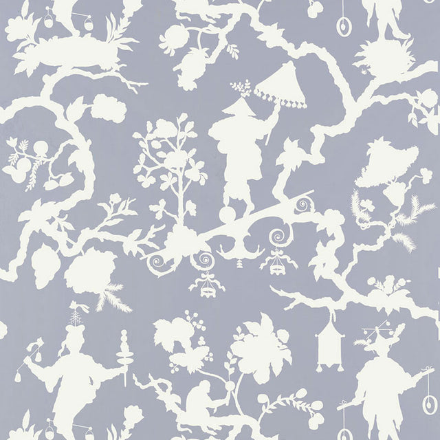 Schumacher Shantung Silhouette Print Wisteria Wallpaper - Eade's Wallpaper
