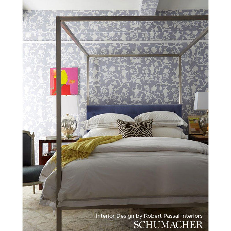 Schumacher Shantung Silhouette Print Mineral Wallpaper - Eade's Wallpaper